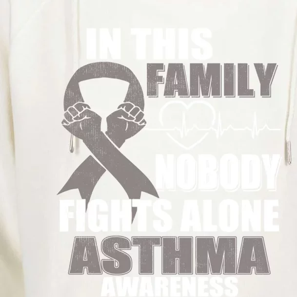 In This Family Nobody Fights Alone Asthma Awarenss Funny Gift Womens Funnel Neck Pullover Hood