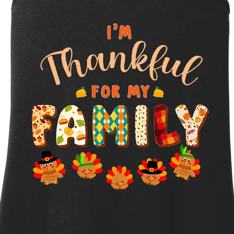 Im Thankful for My Family Thanksgiving Day Turkey Thankful Ladies Essential Tank