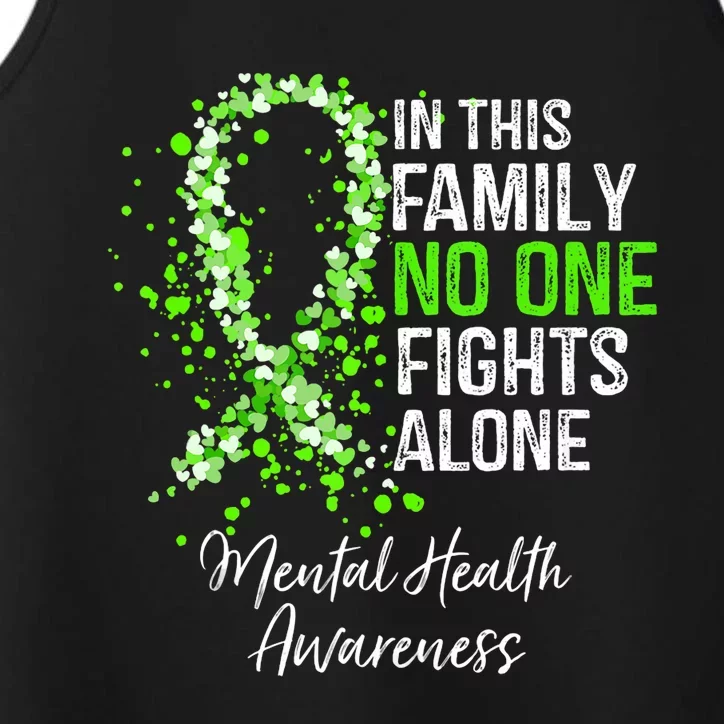 In This Family No One Fights Alone Mental Health Awareness Performance Tank