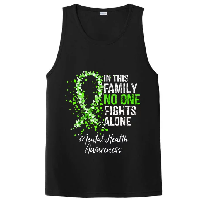 In This Family No One Fights Alone Mental Health Awareness Performance Tank