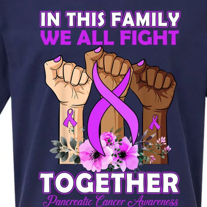 In This Family We Fight Together Pancreatic Cancer Awareness Great Gift Sueded Cloud Jersey T-Shirt