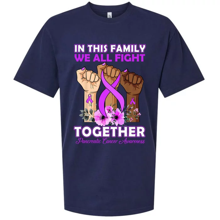 In This Family We Fight Together Pancreatic Cancer Awareness Great Gift Sueded Cloud Jersey T-Shirt