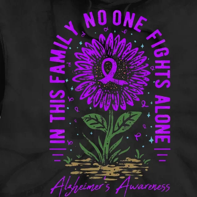 In This Family No One Fight Alone Alzheimer’s Awareness Tie Dye Hoodie