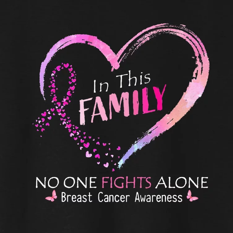 in this family no one fight alone breast cancer awareness Women's Crop Top Tee