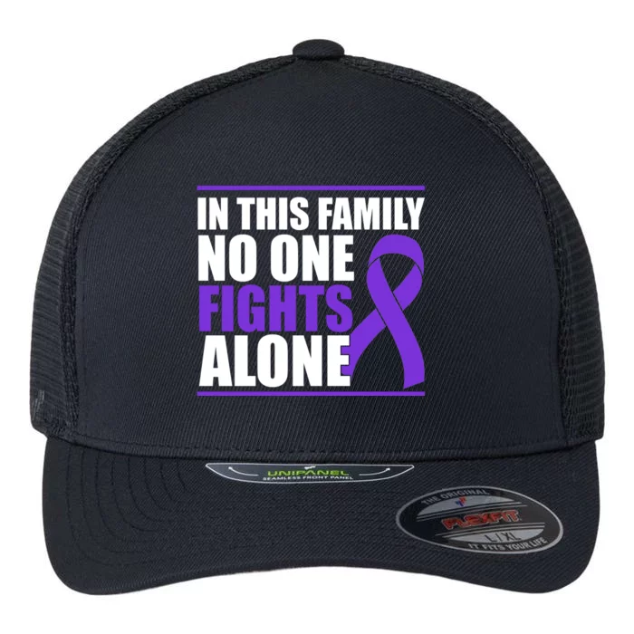 In This Family No One Fights Alone Pancreatic Cancer Flexfit Unipanel Trucker Cap