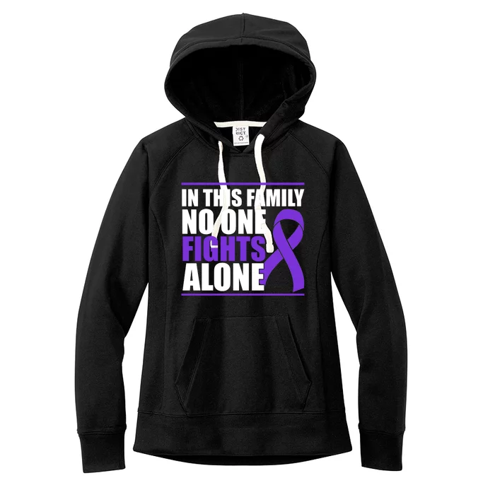 In This Family No One Fights Alone Pancreatic Cancer Women's Fleece Hoodie