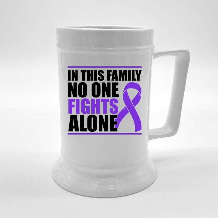 In This Family No One Fights Alone Pancreatic Cancer Front & Back Beer Stein