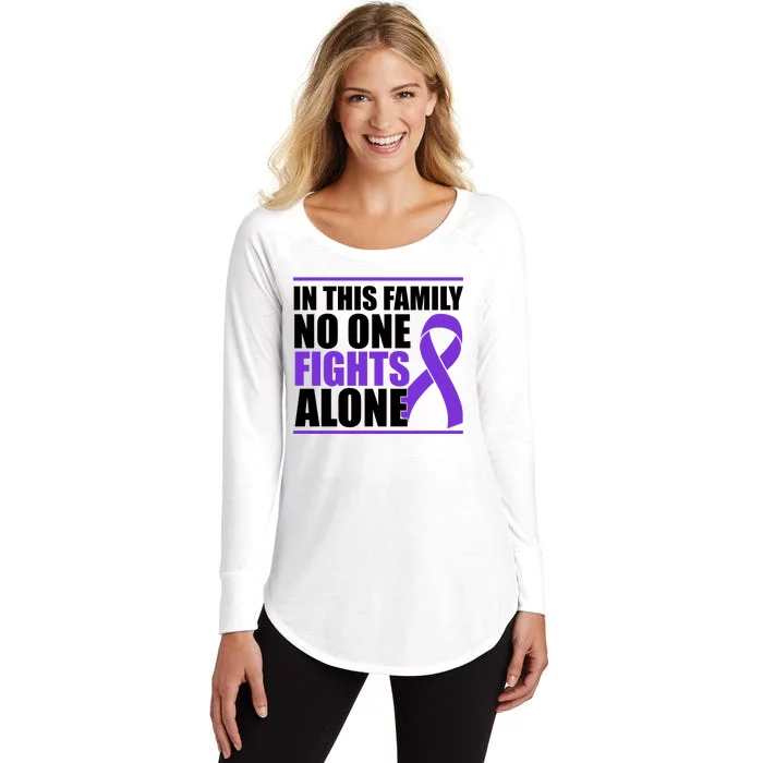 In This Family No One Fights Alone Pancreatic Cancer Women's Perfect Tri Tunic Long Sleeve Shirt