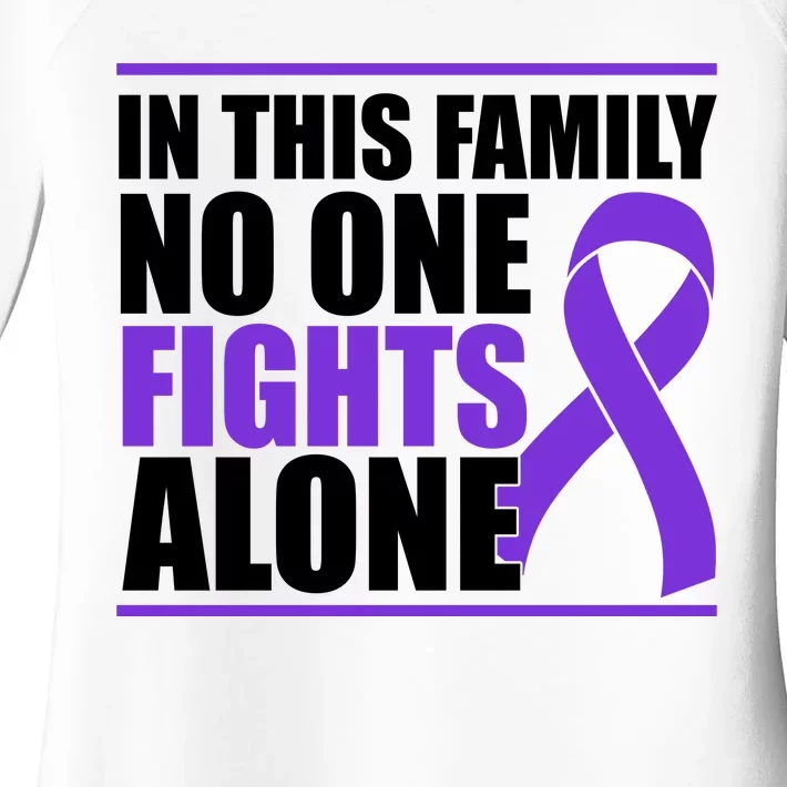 In This Family No One Fights Alone Pancreatic Cancer Women's Perfect Tri Tunic Long Sleeve Shirt