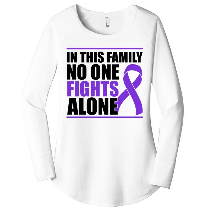 In This Family No One Fights Alone Pancreatic Cancer Women's Perfect Tri Tunic Long Sleeve Shirt