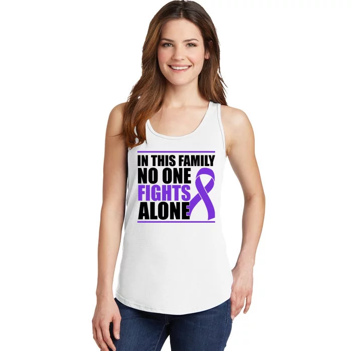 In This Family No One Fights Alone Pancreatic Cancer Ladies Essential Tank