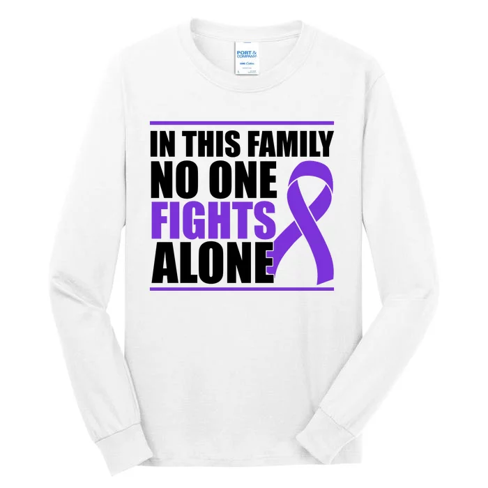 In This Family No One Fights Alone Pancreatic Cancer Tall Long Sleeve T-Shirt