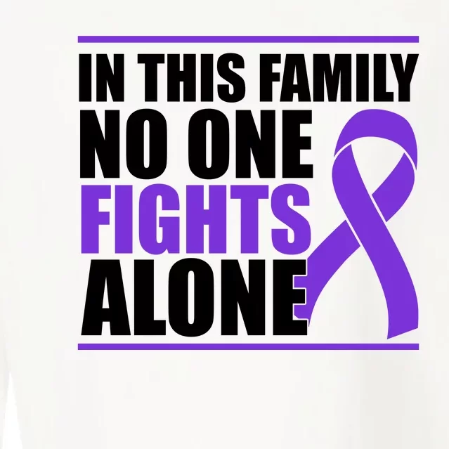 In This Family No One Fights Alone Pancreatic Cancer Cropped Pullover Crew