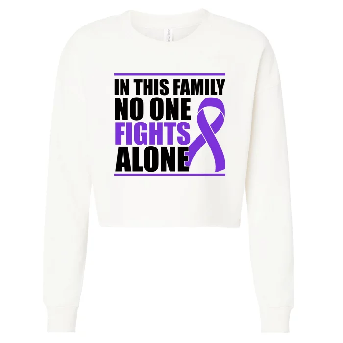 In This Family No One Fights Alone Pancreatic Cancer Cropped Pullover Crew