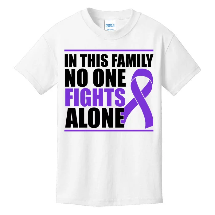 In This Family No One Fights Alone Pancreatic Cancer Kids T-Shirt