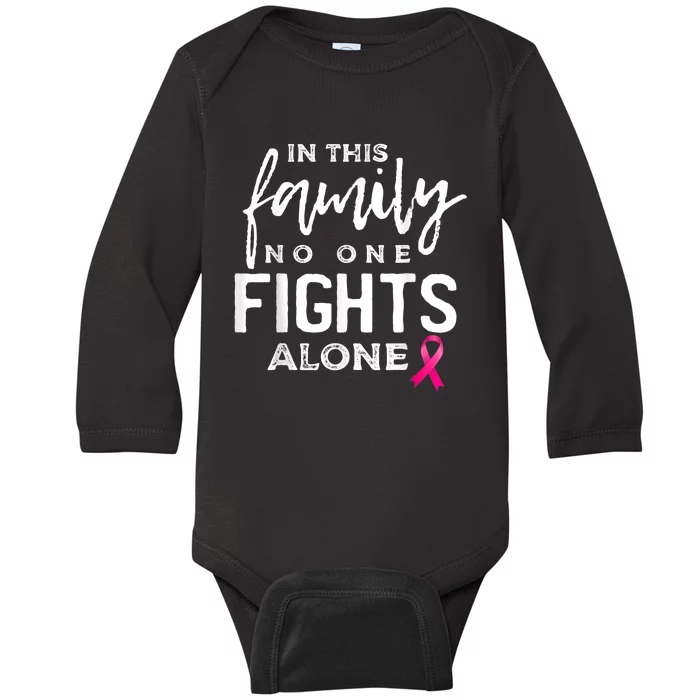 In this family no one fights alone breast cancer gift Baby Long Sleeve Bodysuit