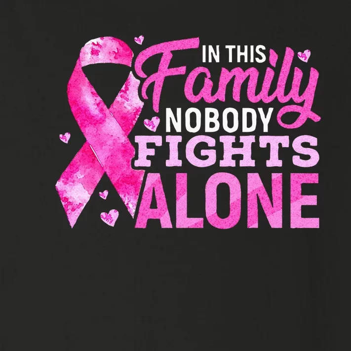 In This Family Nobody Fights Alone Breast Cancer Awareness Toddler Long Sleeve Shirt