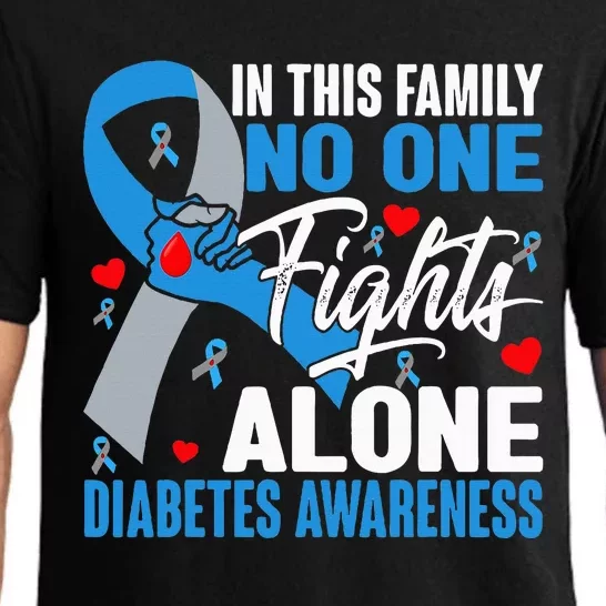 In This Family No One Fight Alone Diabetes Awareness Hands Pajama Set