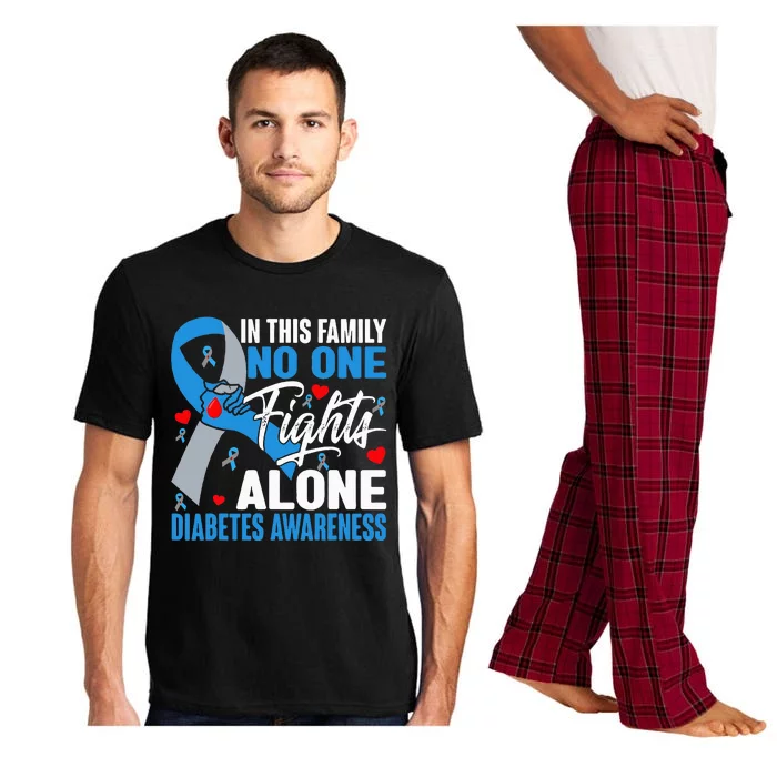 In This Family No One Fight Alone Diabetes Awareness Hands Pajama Set