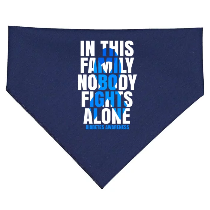 In This Family Nobody Fights Alone Diabetes Awareness USA-Made Doggie Bandana