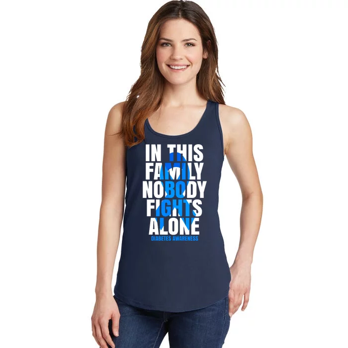 In This Family Nobody Fights Alone Diabetes Awareness Ladies Essential Tank