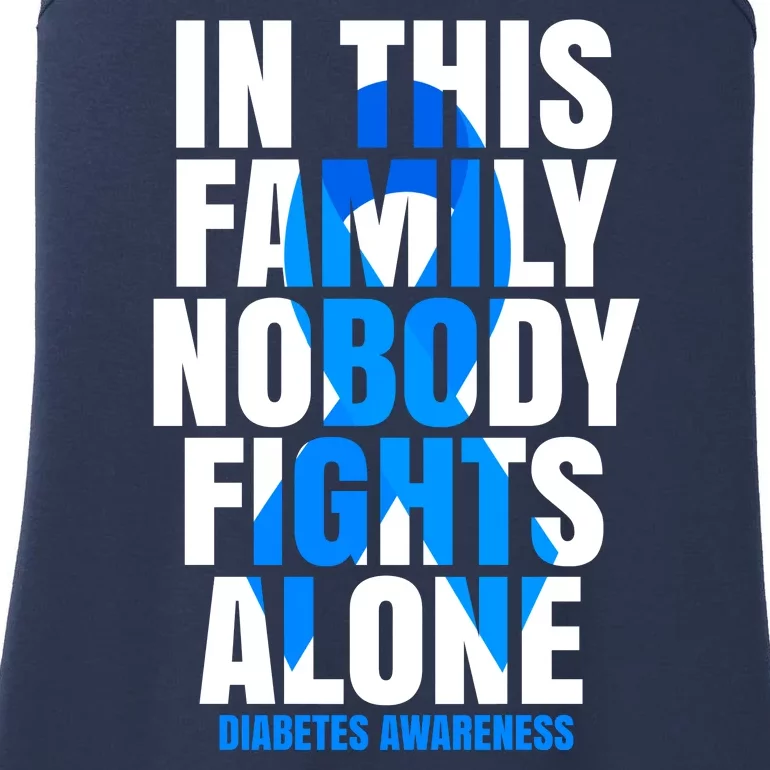 In This Family Nobody Fights Alone Diabetes Awareness Ladies Essential Tank