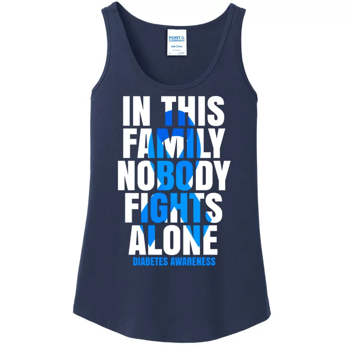 In This Family Nobody Fights Alone Diabetes Awareness Ladies Essential Tank