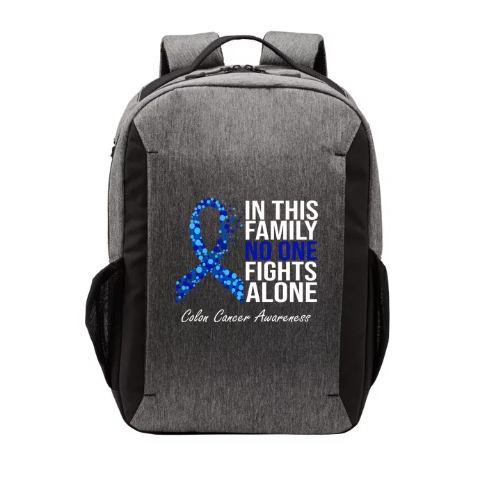 In This Family No One Fights Alone Colon Cancer Ribbon Vector Backpack