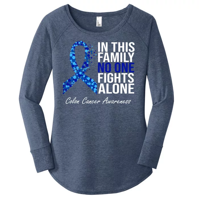 In This Family No One Fights Alone Colon Cancer Ribbon Women's Perfect Tri Tunic Long Sleeve Shirt