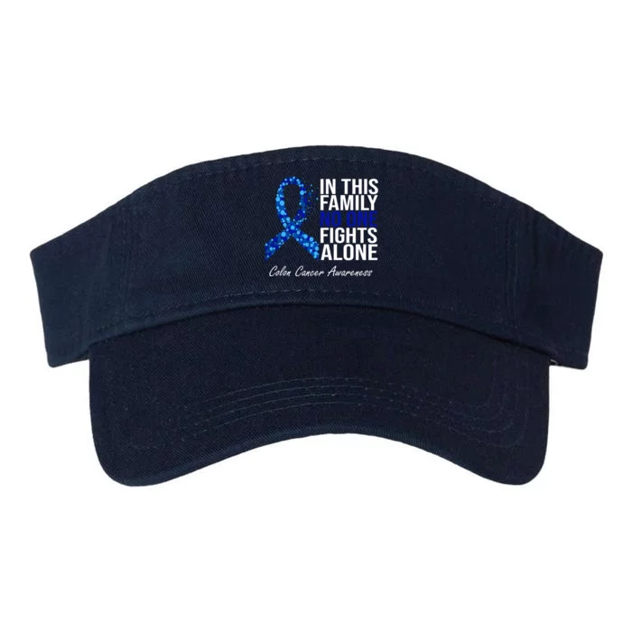 In This Family No One Fights Alone Colon Cancer Ribbon Valucap Bio-Washed Visor