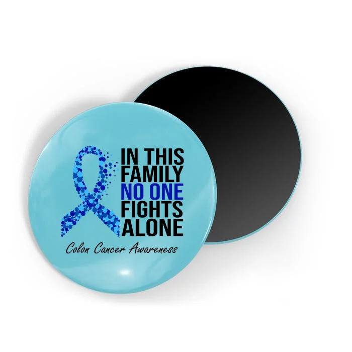 In This Family No One Fights Alone Colon Cancer Ribbon Magnet