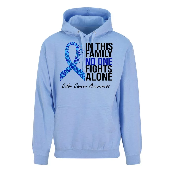 In This Family No One Fights Alone Colon Cancer Ribbon Unisex Surf Hoodie