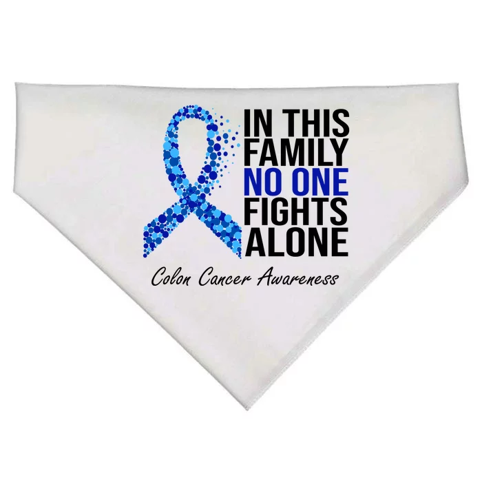 In This Family No One Fights Alone Colon Cancer Ribbon USA-Made Doggie Bandana