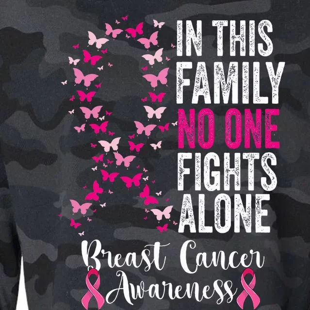 In This Family No One Fight Alone Breast Cancer Awareness Cropped Pullover Crew