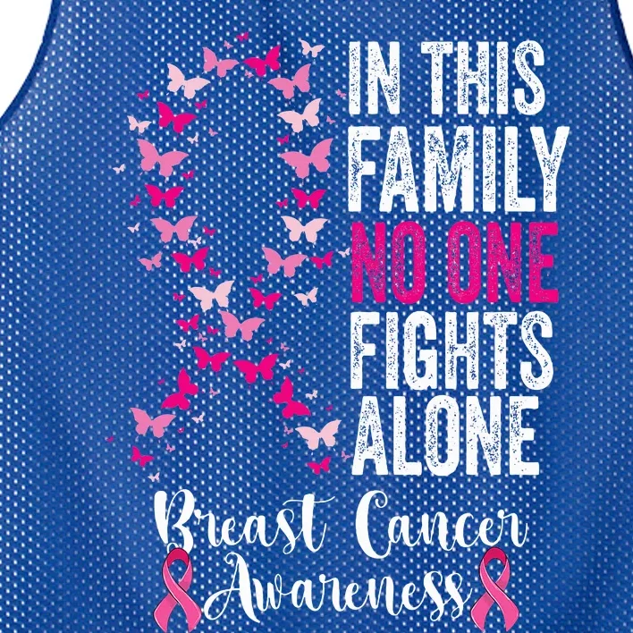 In This Family No One Fight Alone Breast Cancer Awareness Mesh Reversible Basketball Jersey Tank