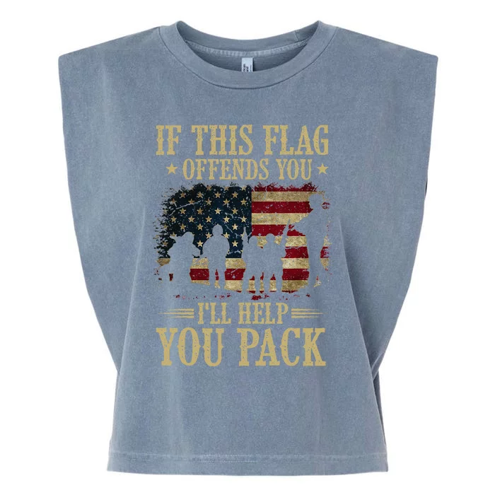 If This Flag Offends You Ill Help You Pack American Flag Garment-Dyed Women's Muscle Tee