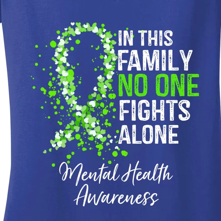 In This Family No One Fights Alone Tal Health Awareness Gift Women's V-Neck T-Shirt