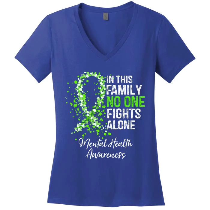 In This Family No One Fights Alone Tal Health Awareness Gift Women's V-Neck T-Shirt