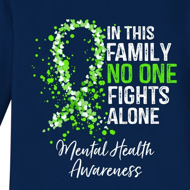 In This Family No One Fights Alone Tal Health Awareness Gift Baby Long Sleeve Bodysuit