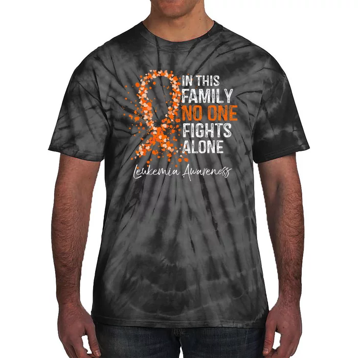 In This Family No One Fights Alone Leukemia Awareness Tie-Dye T-Shirt