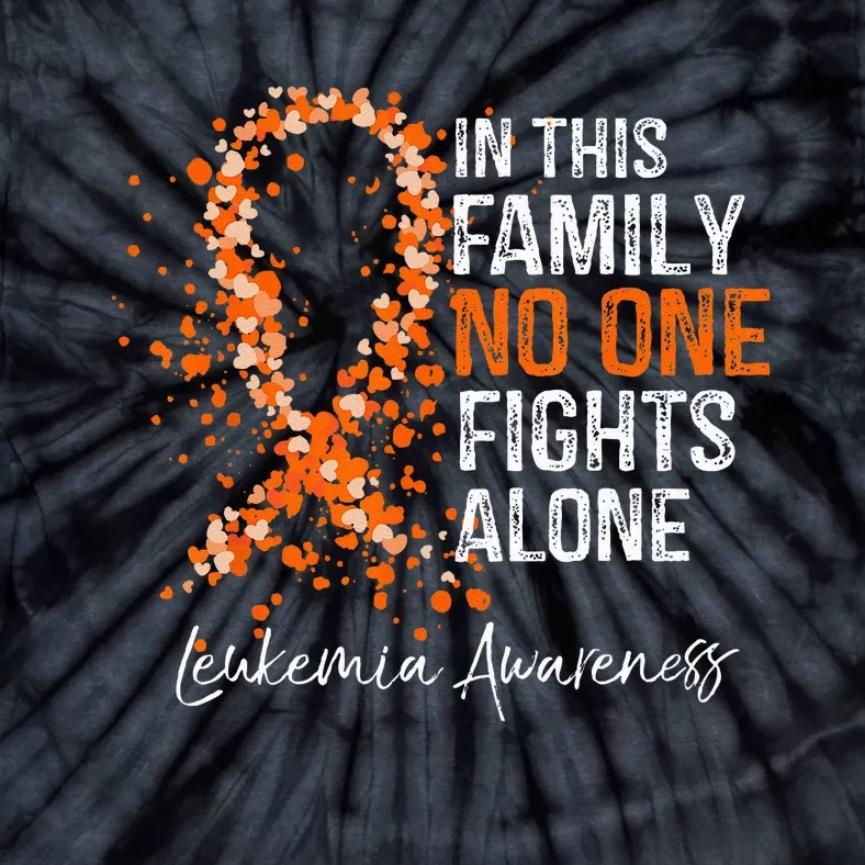 In This Family No One Fights Alone Leukemia Awareness Tie-Dye T-Shirt