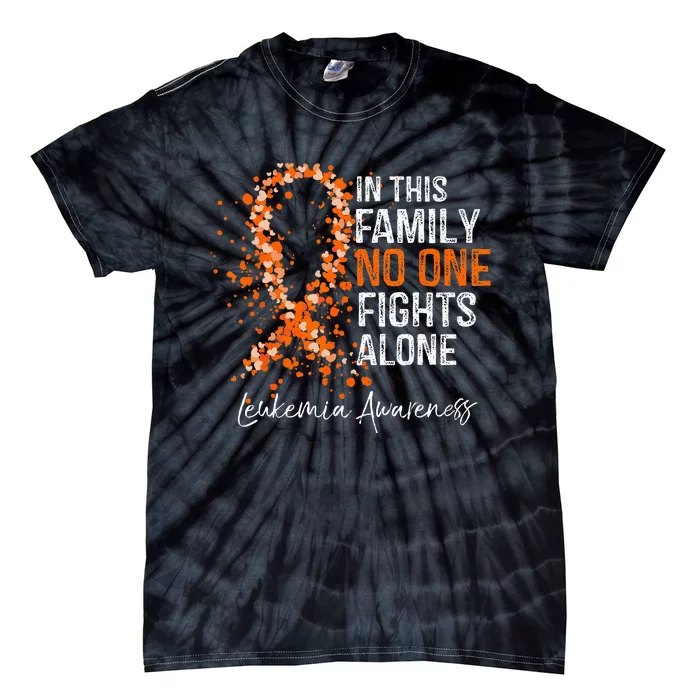 In This Family No One Fights Alone Leukemia Awareness Tie-Dye T-Shirt