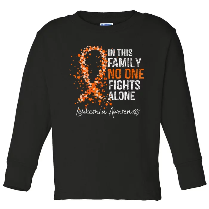 In This Family No One Fights Alone Leukemia Awareness Toddler Long Sleeve Shirt