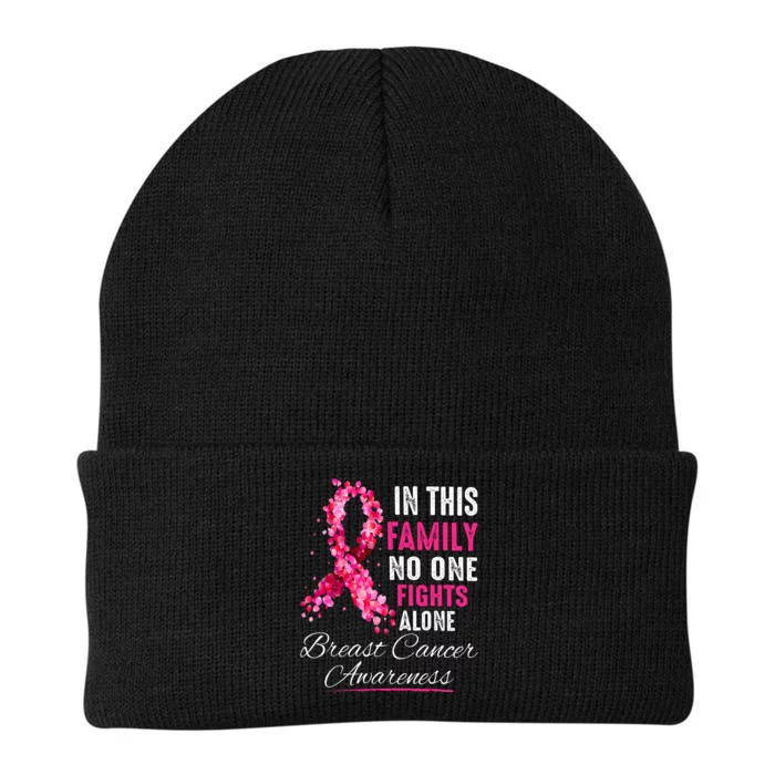 In This Family No One Fight Alone Breast Cancer Awareness Knit Cap Winter Beanie