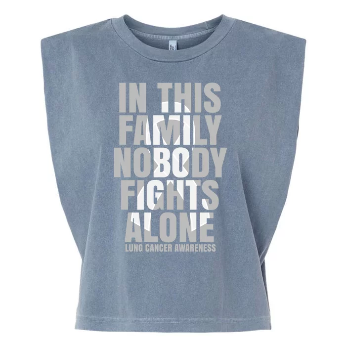 In This Family Nobody Fights Alone Lung Cancer Awareness Garment-Dyed Women's Muscle Tee