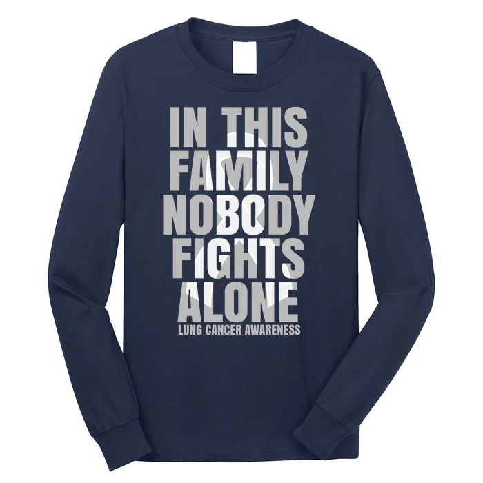 In This Family Nobody Fights Alone Lung Cancer Awareness Long Sleeve Shirt