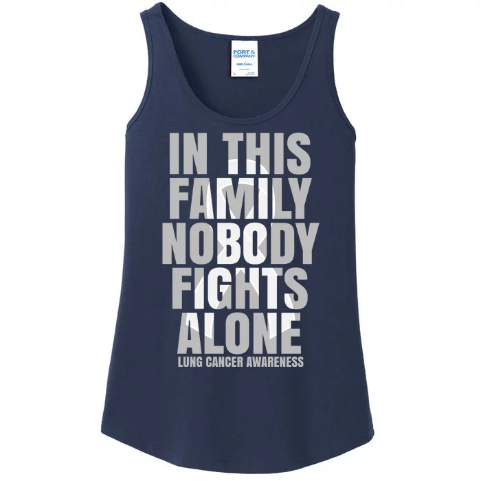 In This Family Nobody Fights Alone Lung Cancer Awareness Ladies Essential Tank