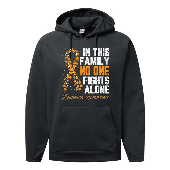 In This Family No One Fight Alone Leukemia Awareness Performance Fleece Hoodie