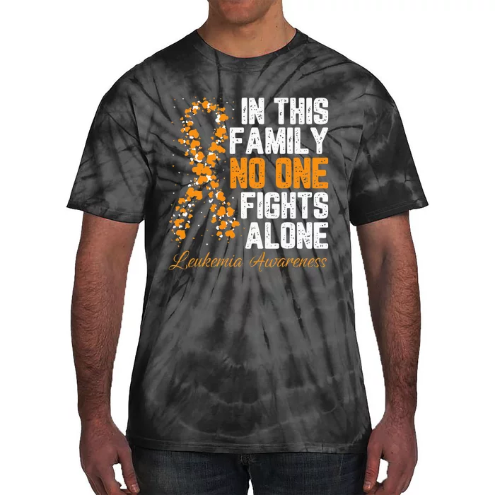 In This Family No One Fight Alone Leukemia Awareness Tie-Dye T-Shirt