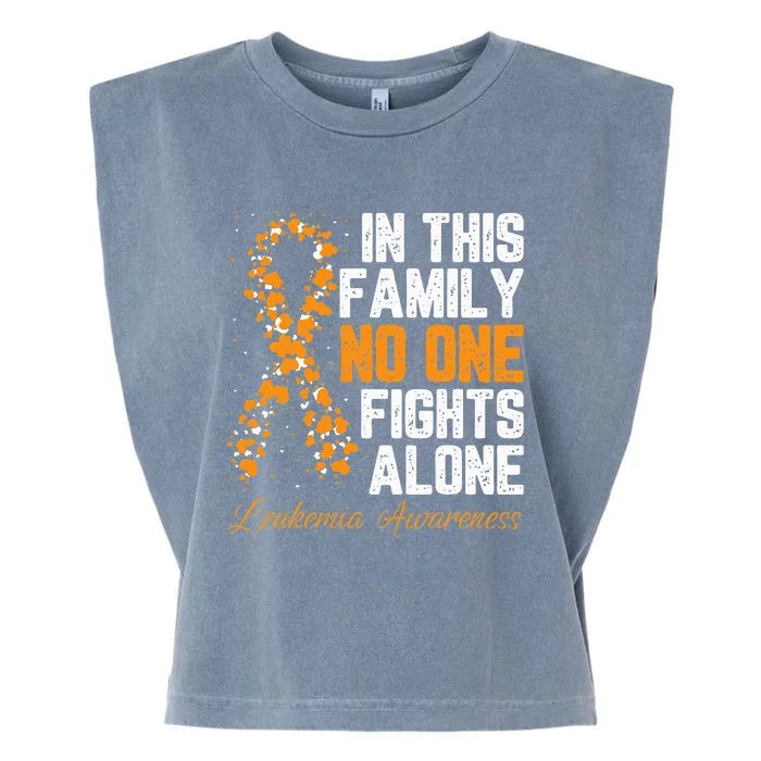 In This Family No One Fight Alone Leukemia Awareness Garment-Dyed Women's Muscle Tee